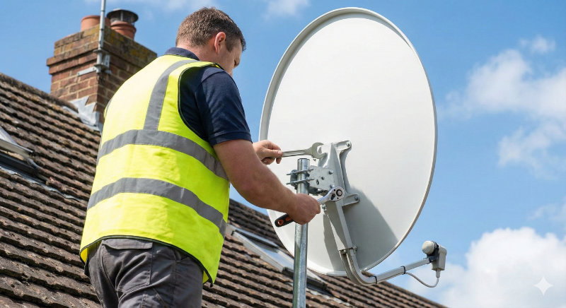 Profesjonalny montaż anteny satelitarnej na dachu w Bytomiu